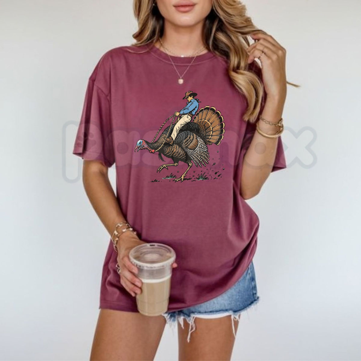 Comfort Colors® Cowboy Turkey Thanksgiving T-Shirt – Funny Western Rodeo Graphic Tee, Vintage Country Holiday Unisex Top & Gift