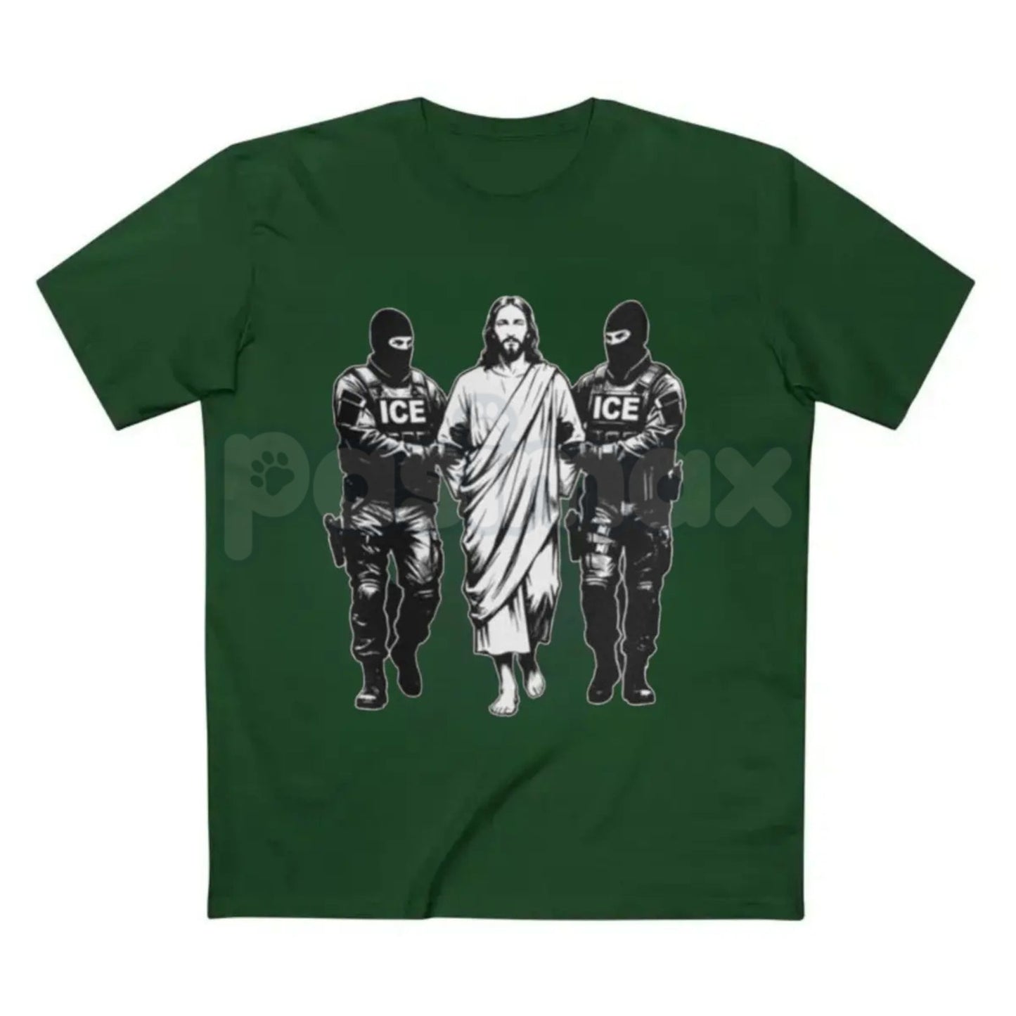 Jesus Arrested Parody Anti-ICE T-Shirt - Religious Political Satire Tee, Social Justice Immigration Reform Shirt, Christian Activist Graphic Apparel, Subversive Faith-Based Human Rights Top