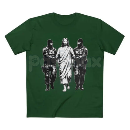 Jesus Arrested Parody Anti-ICE T-Shirt - Religious Political Satire Tee, Social Justice Immigration Reform Shirt, Christian Activist Graphic Apparel, Subversive Faith-Based Human Rights Top