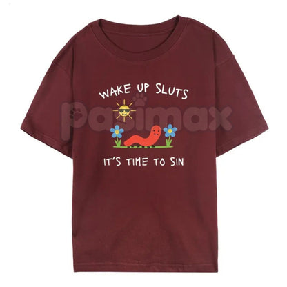 "Wake Up Slts" Funny Animal T-Shirt – Viral Meme Graphic Tee, Premium 100% Cotton Ironic Animal Top, Soft Lived-In Heavyweight Absurdist Humor Shirt, Made in USA
