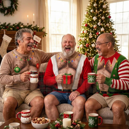 (Pre Order) Funny Santa Abs Knitted Sweater, Hilarious Novelty Christmas Pullover for Men, Personalized Unisex Ugly Sweater, Christmas Gag Gift