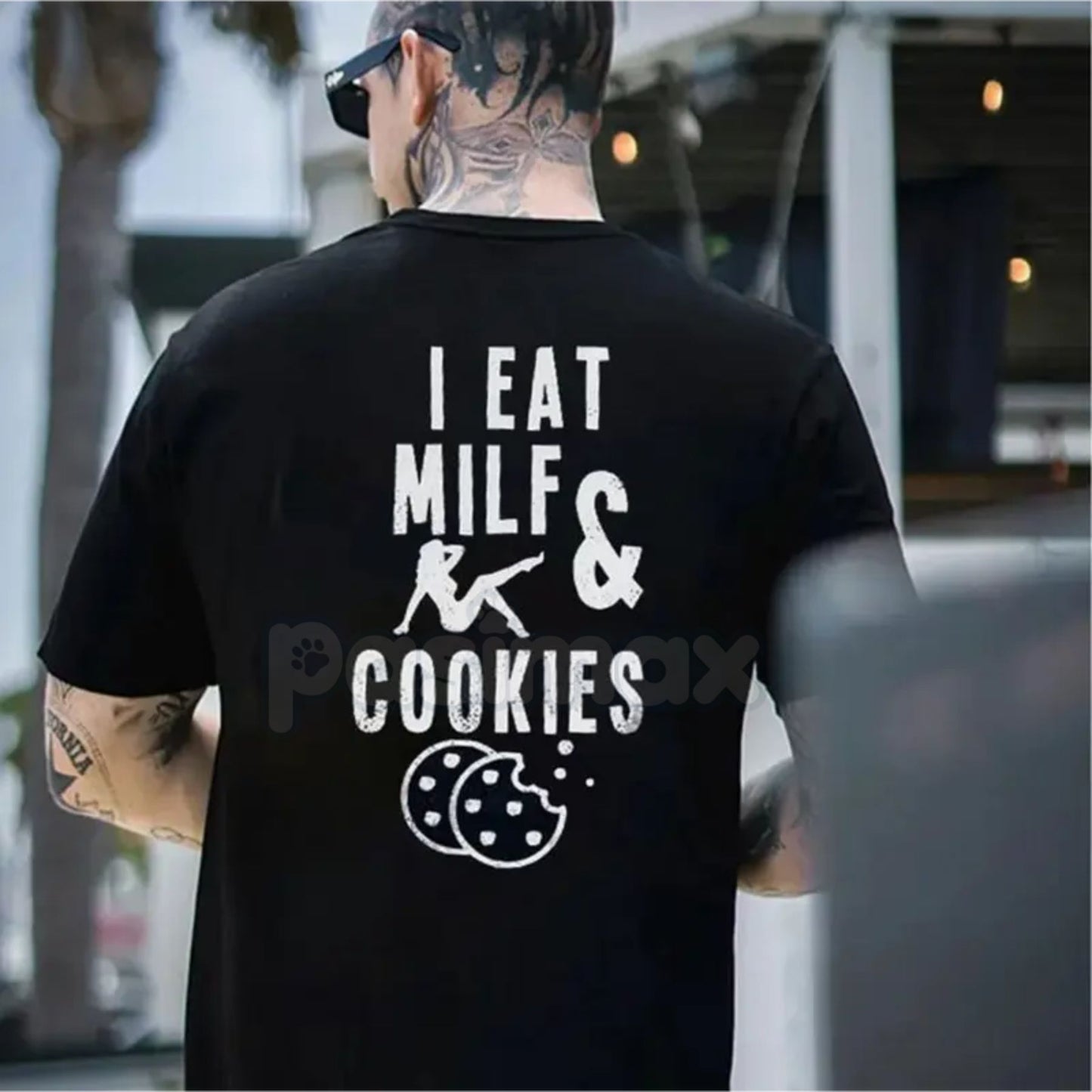 "I Eat Milf & Cookies" Funny T-Shirt - Humorous Sarcastic Graphic Tee, Naughty Christmas & Holiday Party Shirt, Premium Heavyweight Basic Cotton Crewneck, Adult Humor Gift for Men, Provocative Viral Meme Streetwear