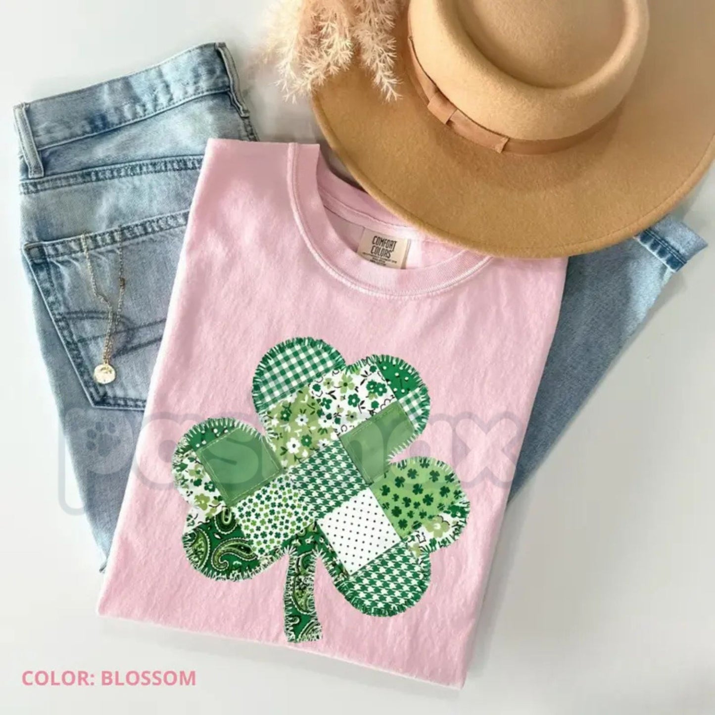 Comfort Colors® All-Over Shamrock Printed T-Shirt – Groovy Retro St. Patrick’s Day Tee, Multi-Clover Graphic Shirt, Aesthetic Green Luck Streetwear