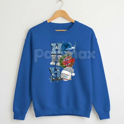 HO HO HO Sport Christmas Sweatshirt | Athletic Collegiate Style Holiday Crewneck | Festive Game Day Jumper