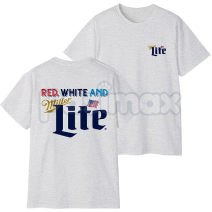 Funny "Red White And Lite" T-Shirt – Sarcastic 4th of July Beer Pun Patriotic Graphic Tee