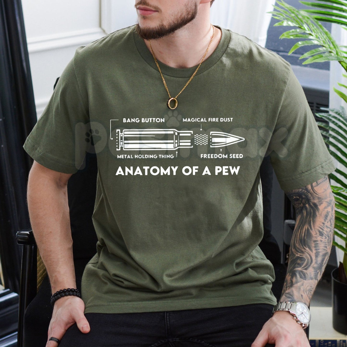 Anatomy of a Pew Funny Gun Humor T-Shirt - Shooting Sports Diagram Tee, Pro-Gun Sarcastic Apparel, Firearm Enthusiast Gift
