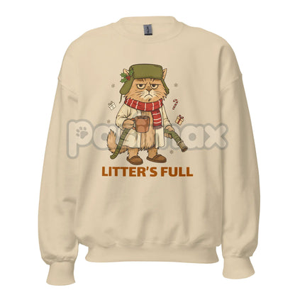 "Litter's Full" Minimalist Warning Sweatshirt | Ironic Dark Humor Crewneck | Cryptic Statement Jumper | Printed in the USA