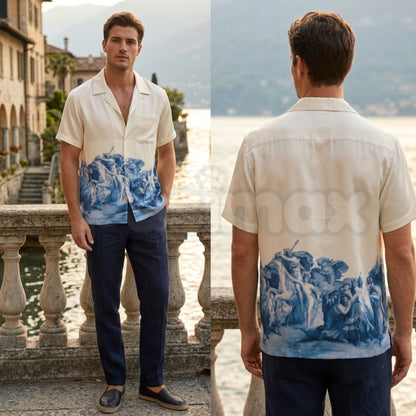 Vintage Greek Mythology Oil Painting Hawaiian Camp Collar Shirt