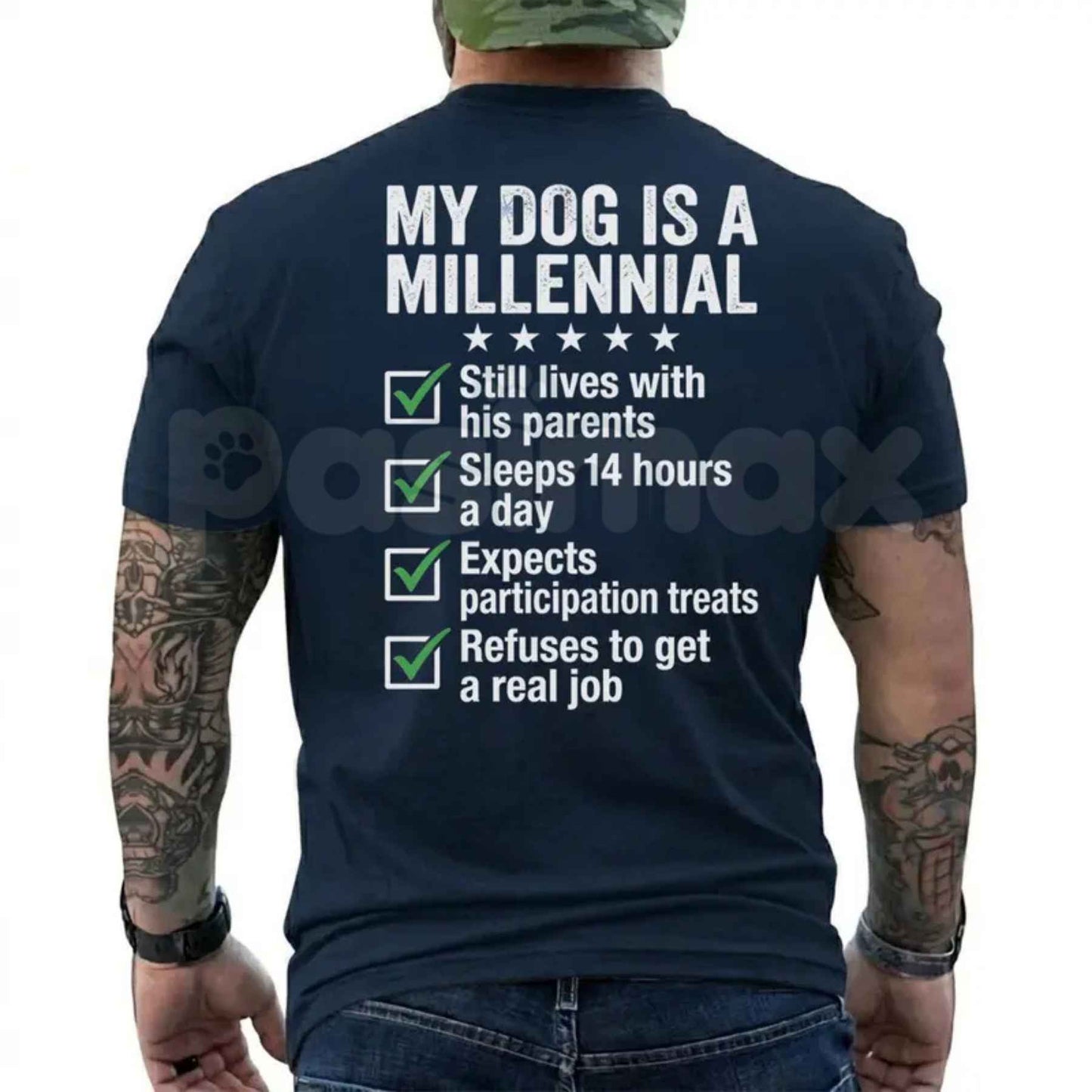 My Dog Is A Millennial Graphic Tee – Hilarious Pet Owner Shirt, Witty Anxious Pup Dog Lover Gift Unisex T-Shirt