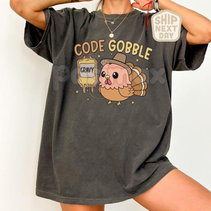 Comfort Colors® 'Thankful to be Off Duty' Nurse T-Shirt – Thanksgiving Holiday RN Appreciation Tee, Cozy Medical Staff Gift