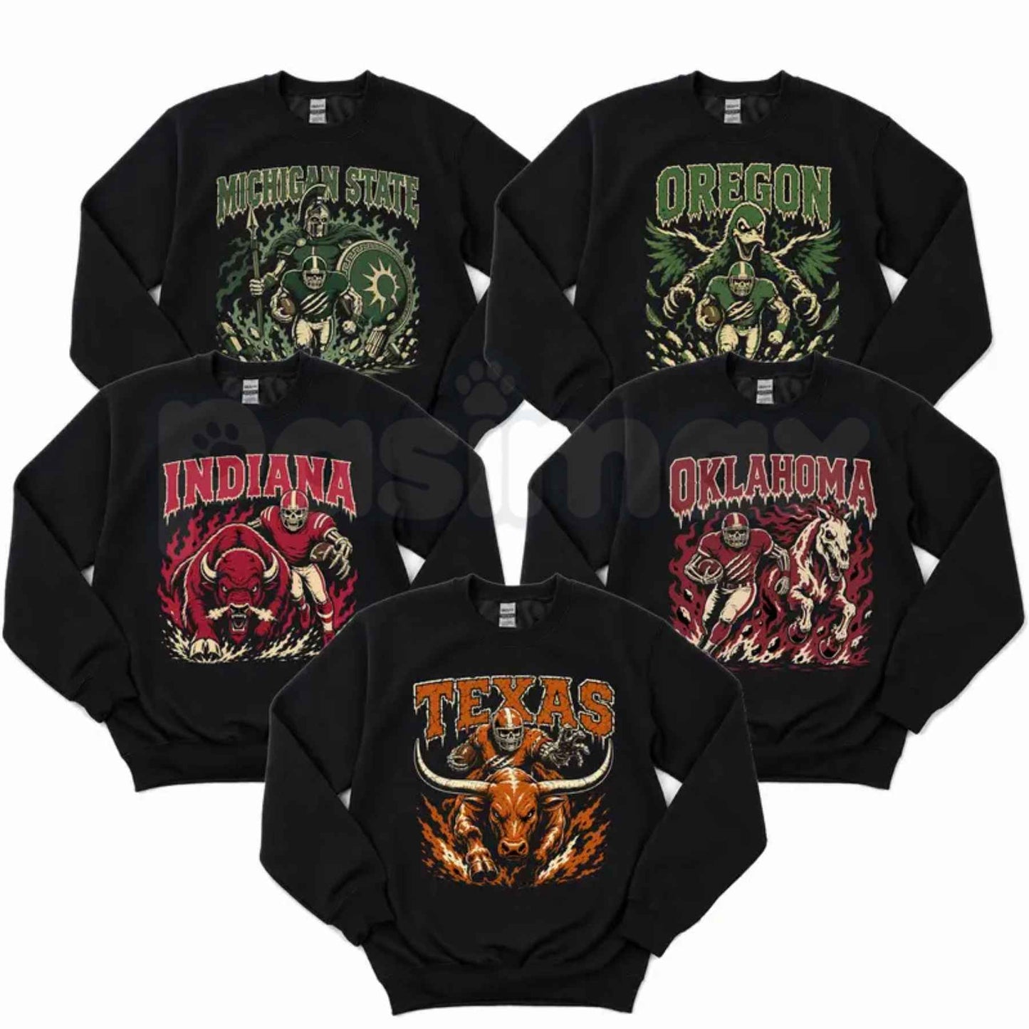 Vintage College Football Skull Sweatshirt | Retro All Teams Sports Top