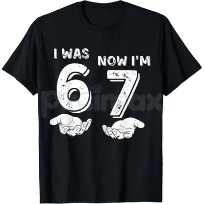 "I Was 6, Now I'm 7" Meme Birthday T-Shirt - Funny 7th Birthday Hands Graphic Tee, Viral Six Seven Kid Meme Shirt, Seven Year Old Birthday Gift