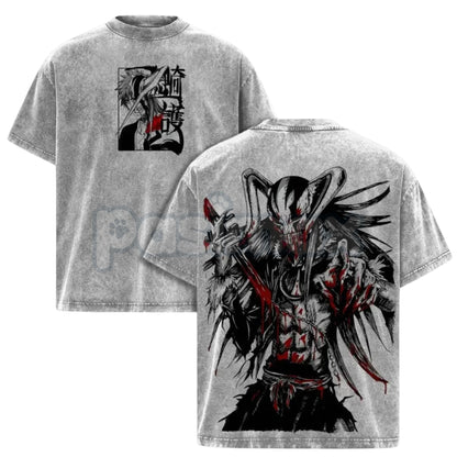 Ichigo Hollow Form Bleach Washed T-Shirt – Retro Vasto Lorde Graphic Tee, Lightweight Cotton Anime Streetwear
