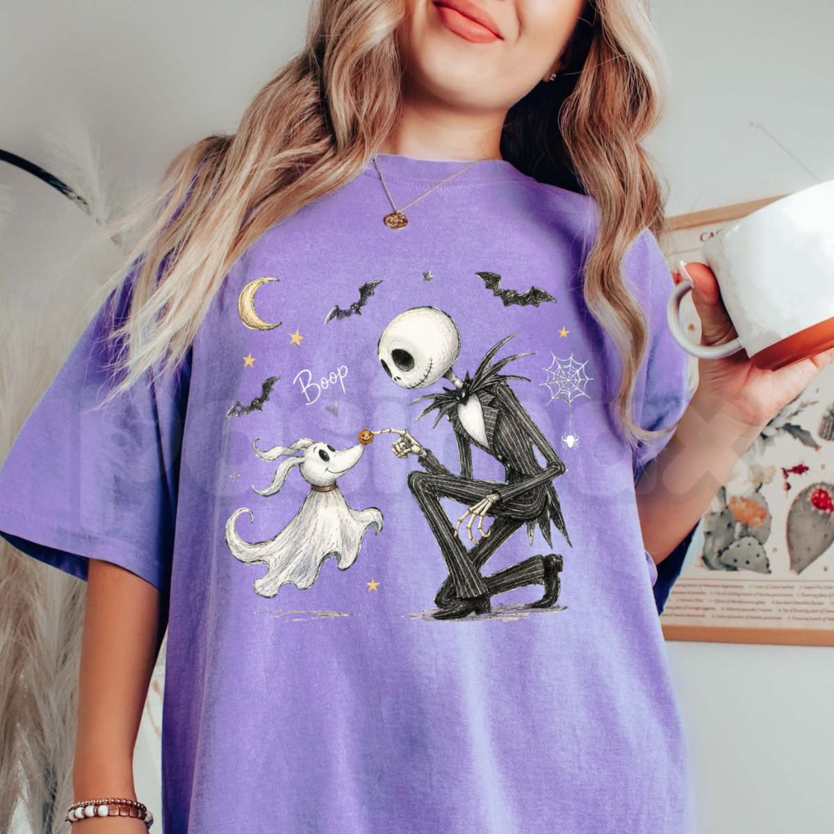 Comfort Colors® Zero Dog Boop Halloween Skeleton T-Shirt – Nightmare Before Christmas Matching Tee, Spooky Ghost Dog Disneyland Trip Unisex Top & Gift