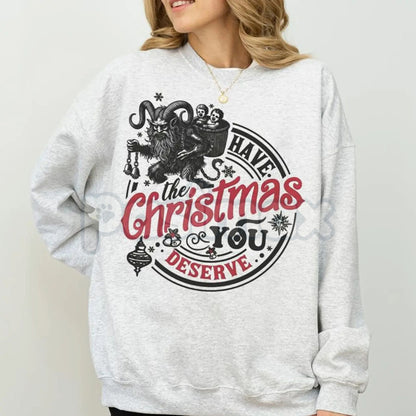 Krampus Christmas Sweatshirt | Sarcastic Funny Krampusnacht Jumper | Spooky Gothic Holiday Crewneck | Alternative Xmas Gift