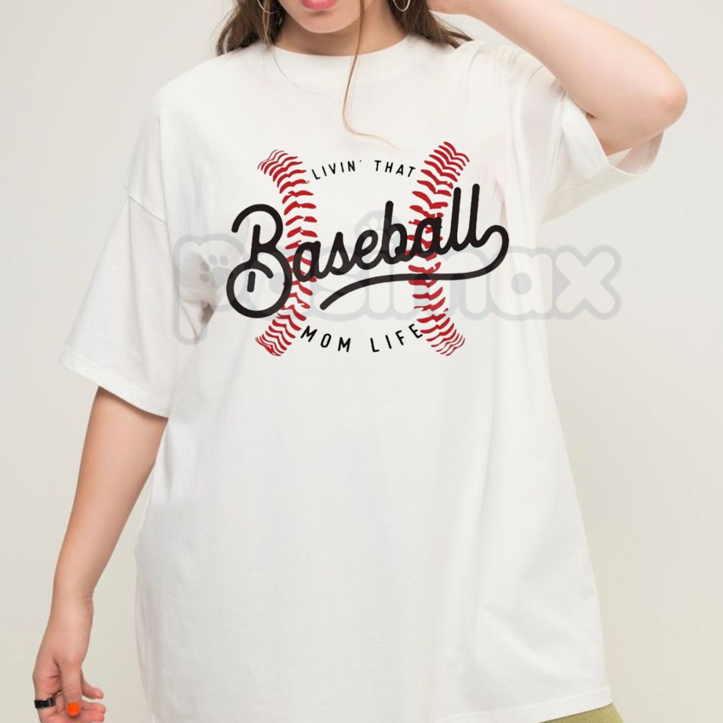 "Livin' That Baseball Mom Life" Short Sleeve Crew Neck - Premium 100% Cotton Baseball Mom Graphic Tee, Game Day Sports Mom Gift, Soft Lived-In Heavyweight Bleacher Life Shirt, Cactus & Clay Aesthetic Baseball Top, Made in USA Team Mom Apparel