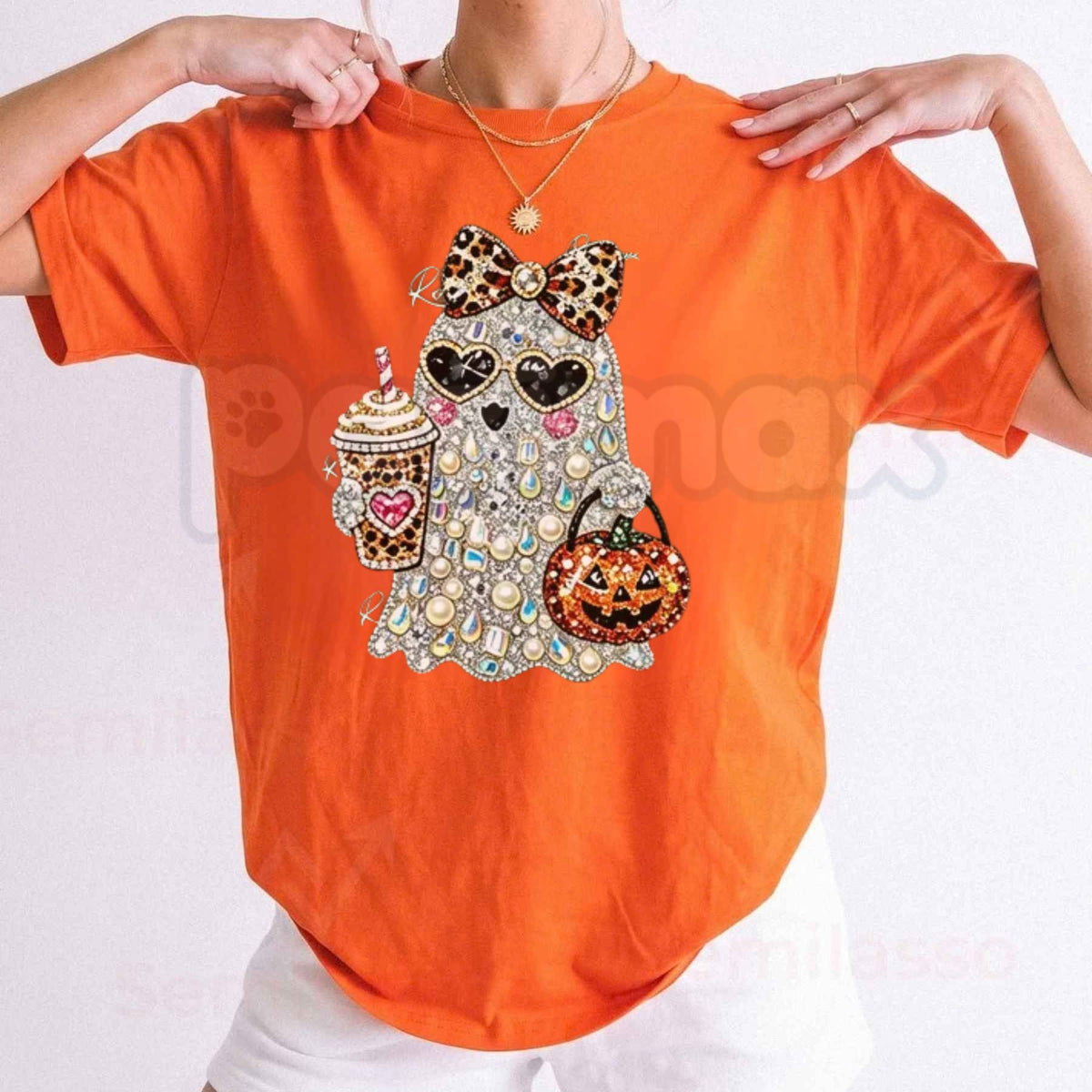 Faux-Stone Ghost Graphic T-Shirt – Women's Vintage Spooky Cotton Tee