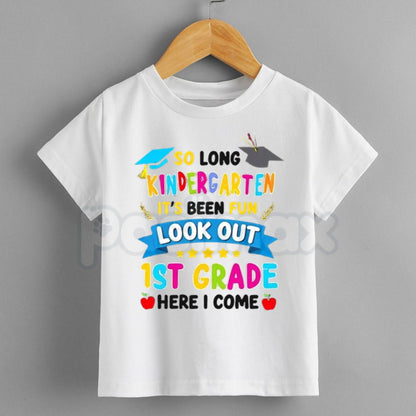 Kindergarten Graduation T-Shirt – "Look Out 1st Grade Here I Come" Kids Last Day Of School Graphic Tee