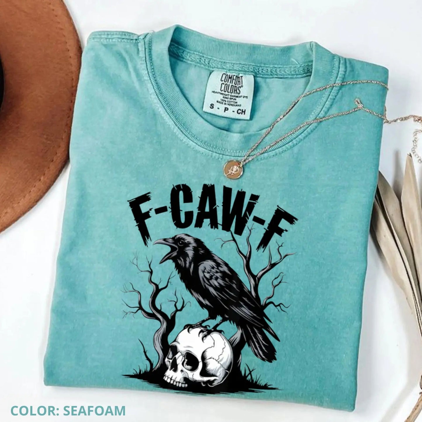 Comfort Colors F-Caw-F T-Shirt – Witty Crow Art, Sassy Raven Funny Tee, Edgy Humor Shirt, Bold Statement Top