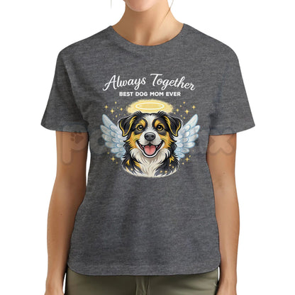 "Always Together" Custom Dog Face T-Shirt – Best Dog Mom Ever Personalized Graphic Tee, Premium 100% Cotton Pet Lover Top, Soft Lived-In Heavyweight Dog Mama Shirt, Made in USA