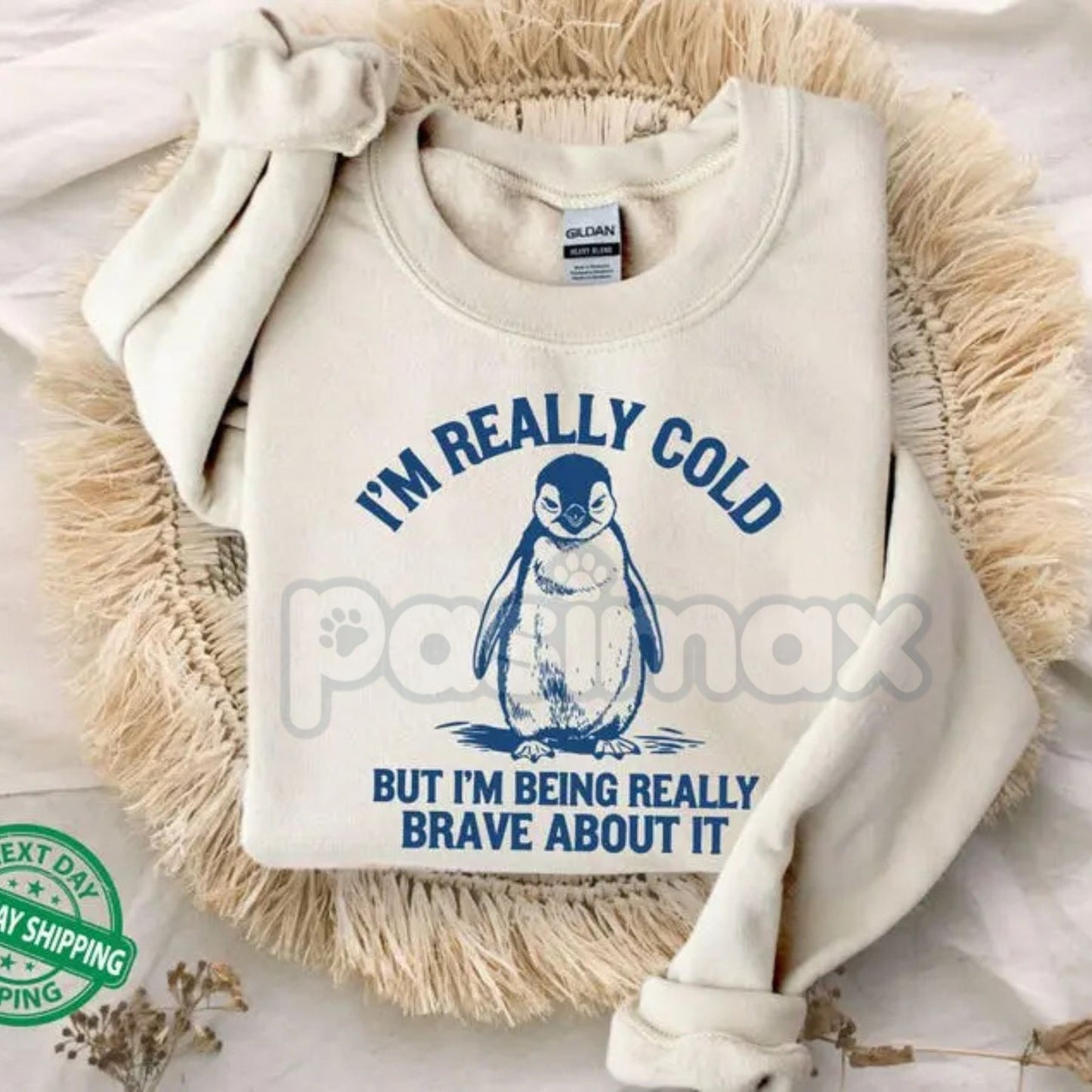 I'm Really Cold But I'm Being Really Brave About It Sweatshirt | Funny Relatable Humor Crewneck | Sarcastic Winter Jumper | Always Cold Personality Pullover | Witty Quote Gift for Her | Aesthetic Chill Vibes Shirt
