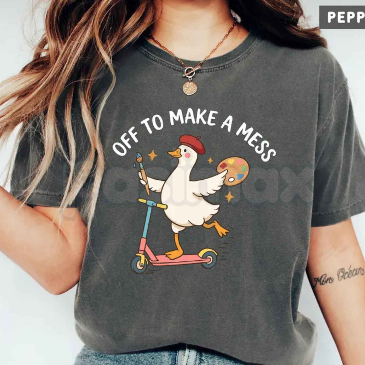 Comfort Colors® Off To Make A Mess T-Shirt – Funny Artist Goose Graphic Tee, Cute Painter Unisex Top & Gift