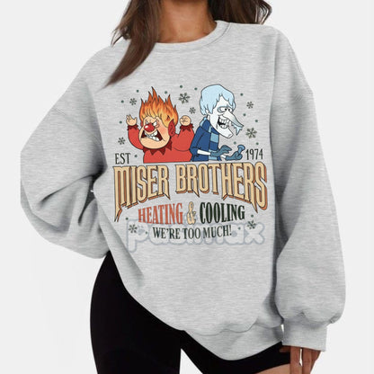 Women's Cartoon Graphic Print Crewneck – Cute & Cozy Vintage Sweatshirt