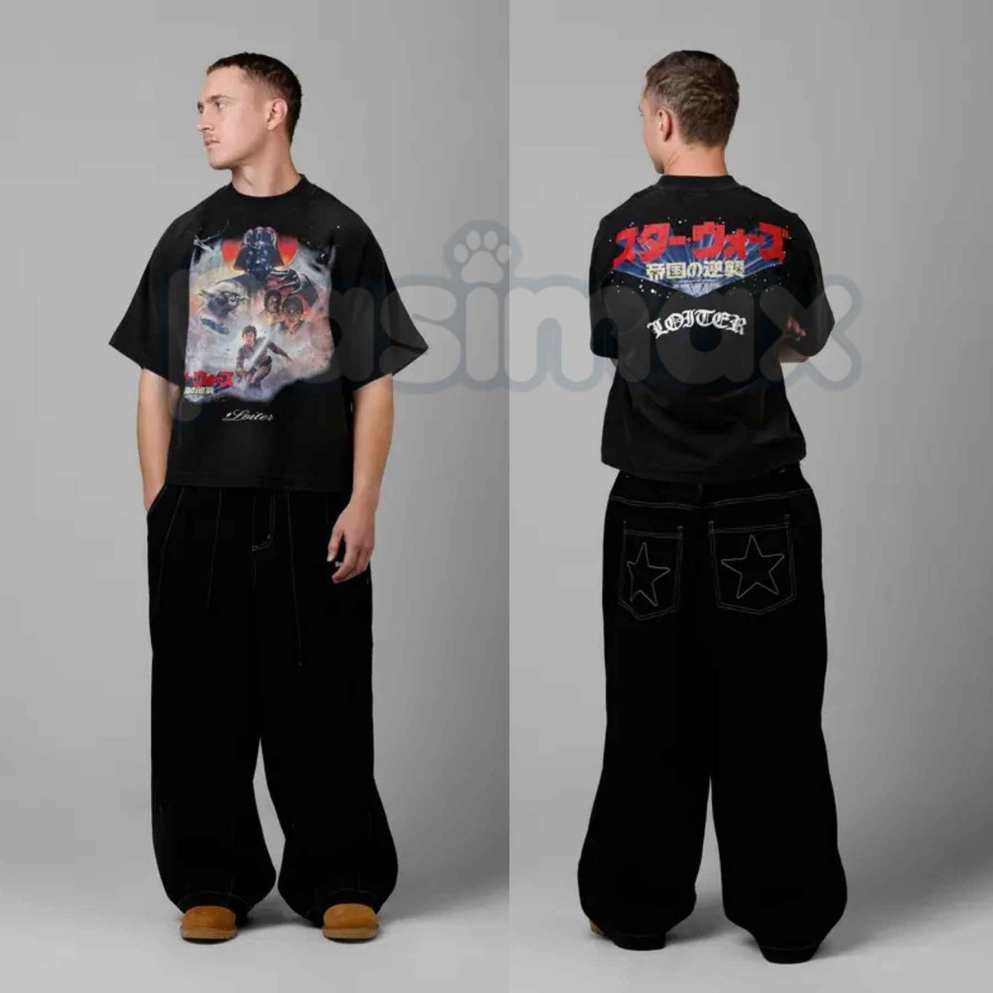 Loiter Star Wars Vintage T-Shirt Washed – Retro Sci-Fi Superhero Graphic Tee, Acid Washed Lightweight Cotton Unisex Streetwear Top