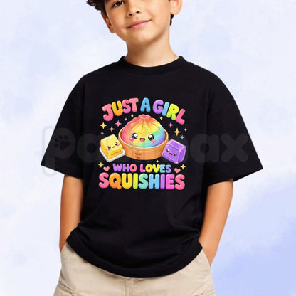Just A Girl Who Loves Squishies Cute Kawaii Kid T-Shirt – Soft Plush Toy Graphic Tee