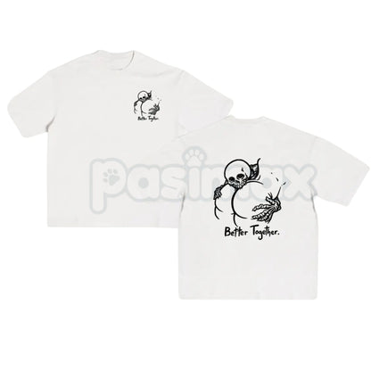 "Better Together" Minimalist T-Shirt - Cute Couples Matching Graphic Tee, Premium 100% Cotton Aesthetic Script Top, Meaningful Wedding or Anniversary Gift, Soft Lived-In Heavyweight Casual Wear, Made in USA Unity Statement Shirt