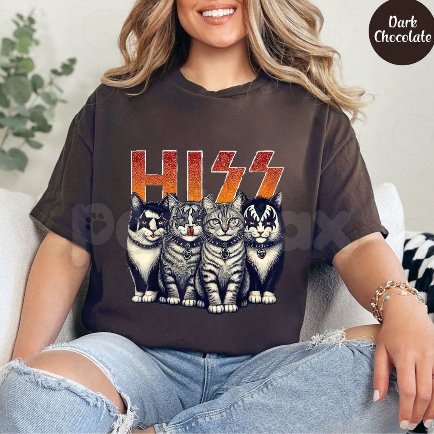 "Hiss" Funny Cats Rock T-Shirt – Kittens Rockin Graphic Tee, Premium 100% Cotton Heavy Metal Parody Top, Soft Lived-In Heavyweight Rock Band Cat Gift Shirt, Made in USA