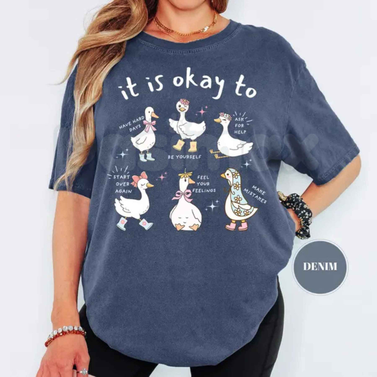 Comfort Colors® Mental Health Goose T-Shirt – Cute Motivational Duck Graphic Tee, Positive Affirmation Self-Care Unisex Top