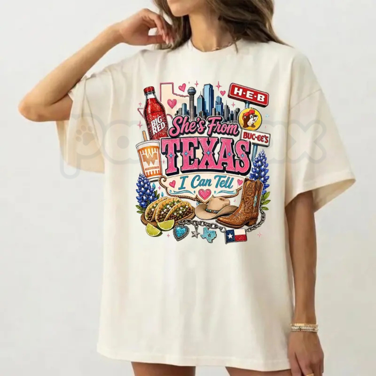 Comfort Colors® "She's From Texas" T-Shirt – Vintage Texas Pride Graphic Tee, Retro Bluebonnet Cowboy Boots Top, Southern Aesthetic Country Gift