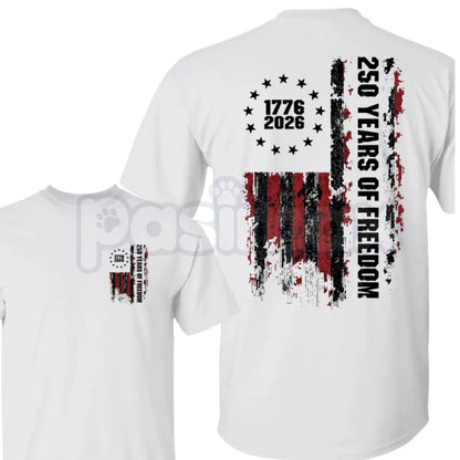 Double-Sided 250th Anniversary American Flag T-Shirt – Men's Retro 1776-2026 Patriotic Graphic Tee
