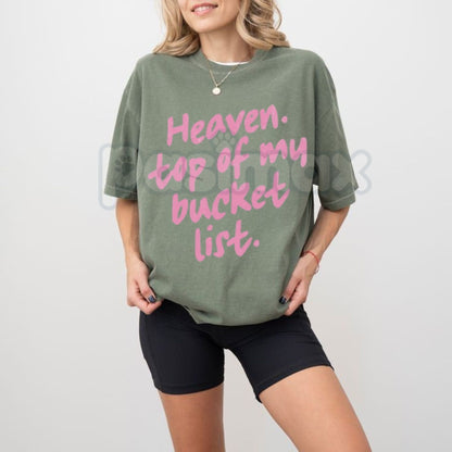 Comfort Colors® "Heaven: Top of My Bucket List" T-Shirt – Inspirational Christian Graphic Tee, Aesthetic Faith-Based Gift, Retro Spiritual Minimalist Top