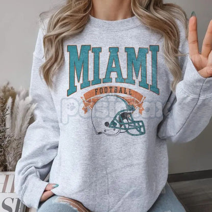 Vintage All 27 Team Football Sweatshirt – Nostalgic Hometown Crewneck in Ash Color