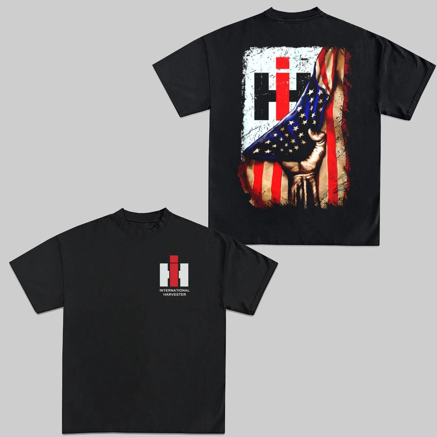Case IH US Flag T-Shirt - 2-Sided Graphic Tee for Farmers, International Harvester Apparel