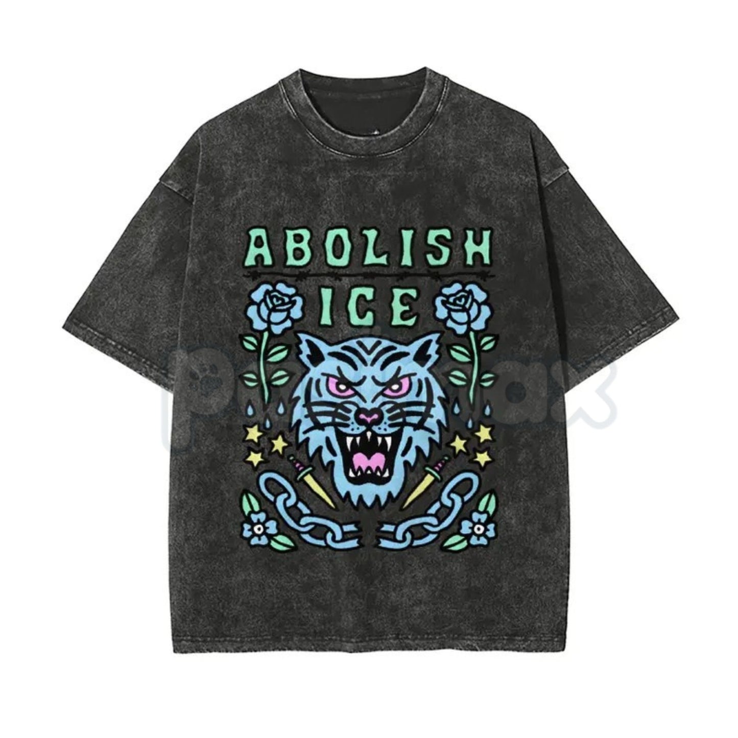 Unisex Abolish ICE Vintage Washed T-Shirt – Satirical Political Graphic Tee, Lightweight Retro Cotton Activist Top