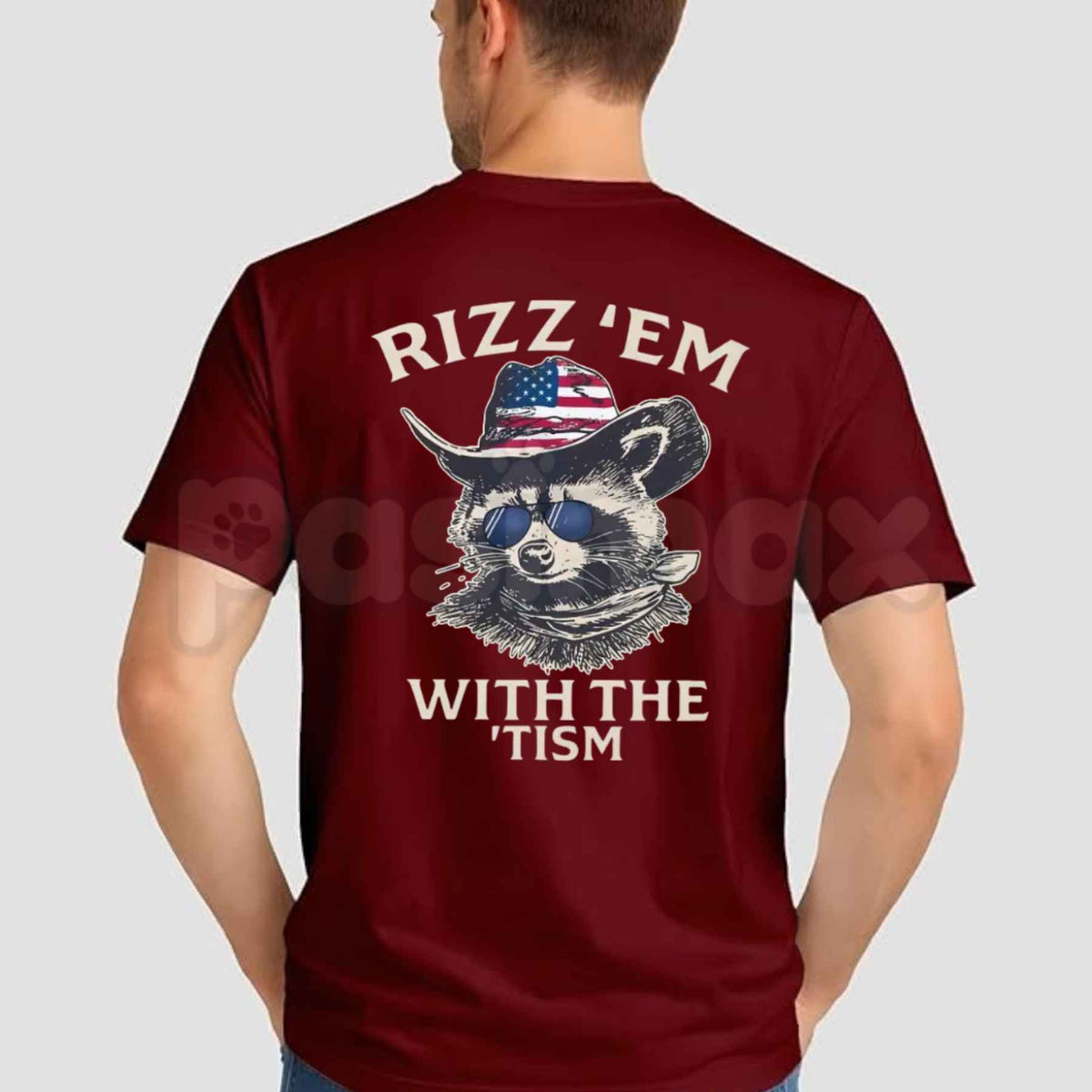 Patriotic Rizz Em With The Tism T-Shirt – Funny Cool Raccoon Patriotic Unisex Tee