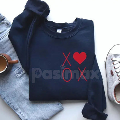 Minimalist XOXO Heart Sweatshirt | Clean Aesthetic Love Crewneck | Modern Fine Line Heart Jumper | Simple Valentine's Day Pullover | Tiny Heart Graphic Shirt | Valentine Gift for Her