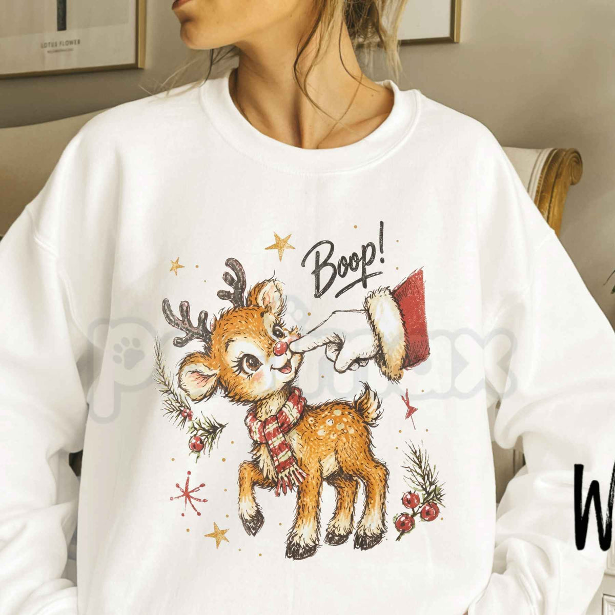 Boop Deer Graphic Sweatshirt | Cute Vintage Woodland Animal Crewneck