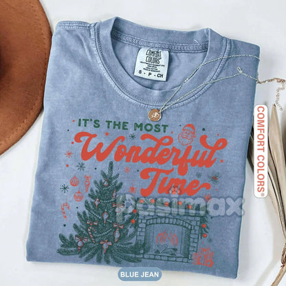 Retro Christmas T-Shirt – 'Most Wonderful Time' Holiday Tee, Vintage Christmas Shirt, Comfort Colors® Cozy Christmas Top
