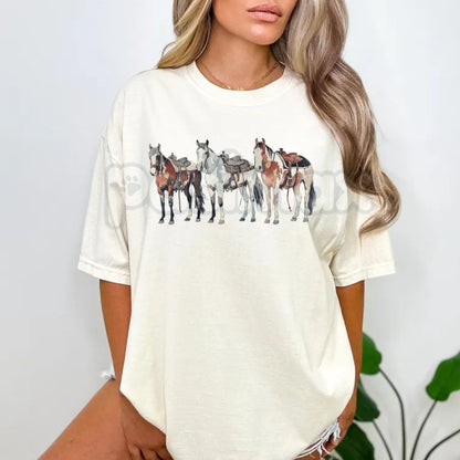 Comfort Colors® Wild & Free Western Horse T-Shirt – Rustic Equestrian Scene Tee, Vintage Desert Southwest Graphic, Boho Cowgirl Shirt