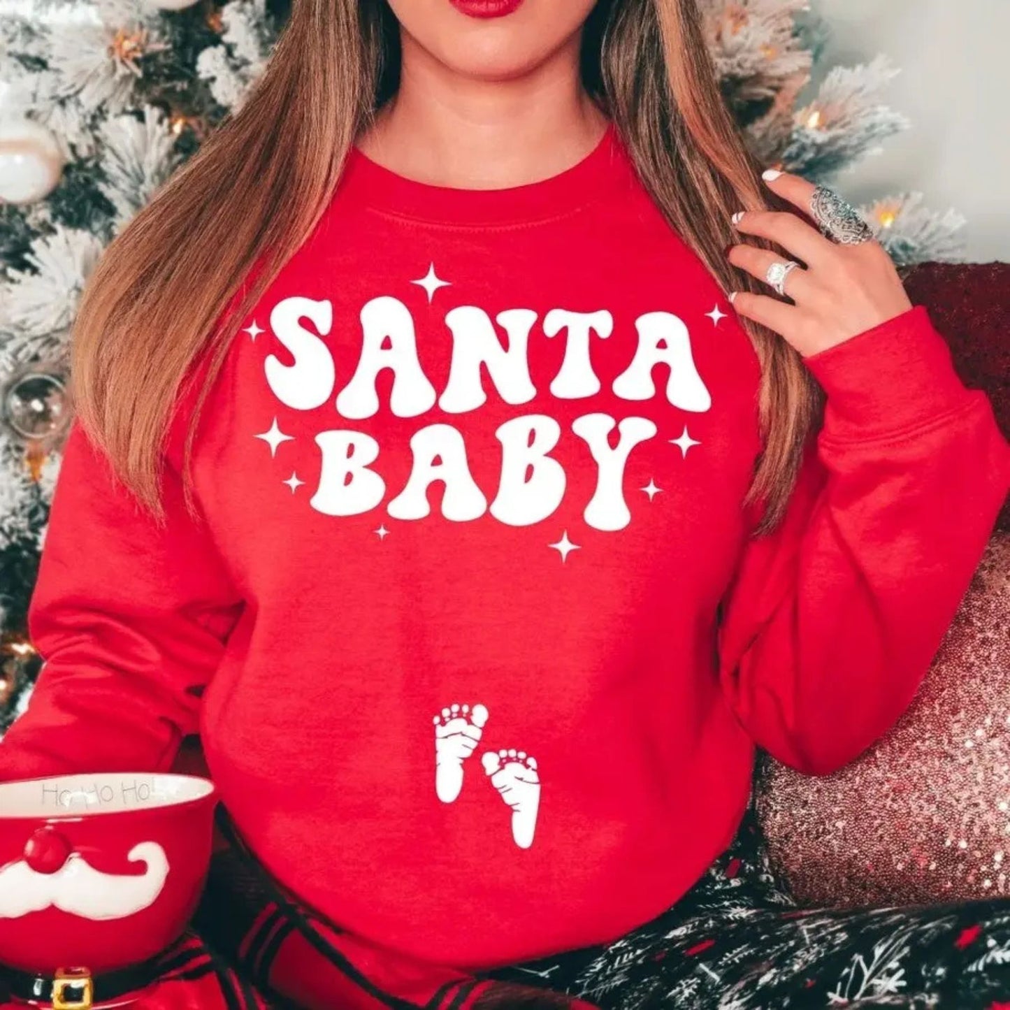 Christmas Pregnancy Announcement Sweatshirt – Santa's Little Secret Holiday Top