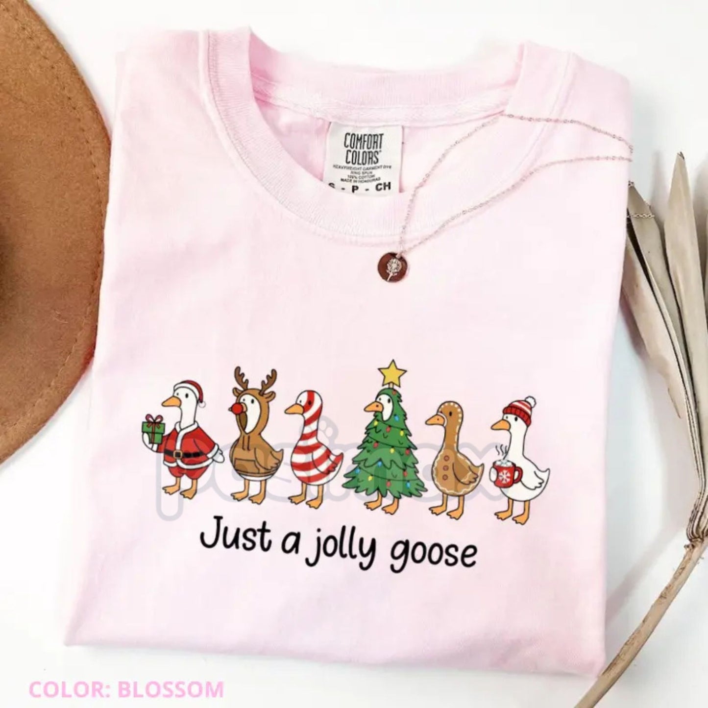 'Just a Jolly Goose' Comfort Colors® T-Shirt – Funny Christmas Tee, Silly Goose Festive Gift Graphic T-Shirt