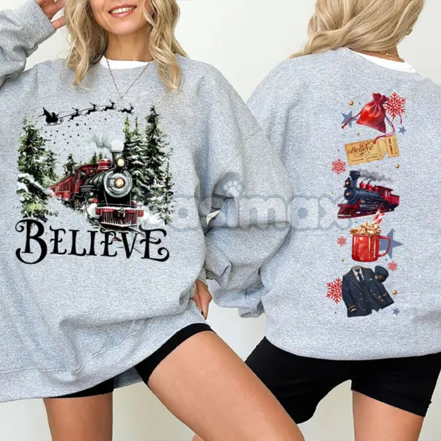 Polar Express 2 Sides Sweatshirt – Double-Sided Christmas Movie Crewneck