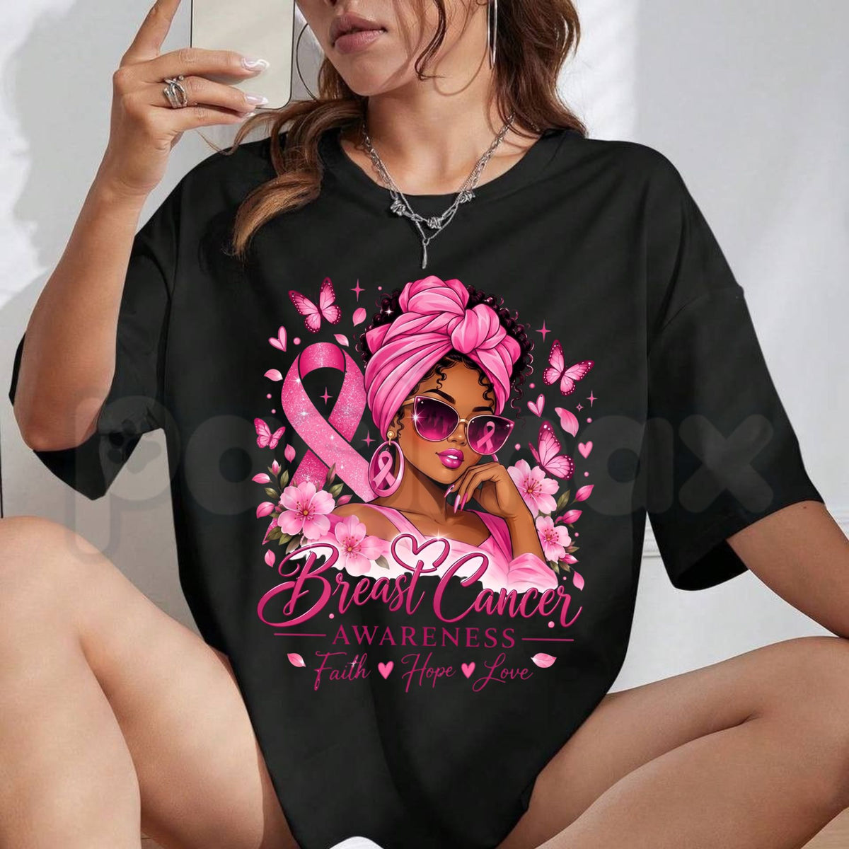 Breast Cancer Survivor Boxing Woman Angel Wings T-Shirt – Fighter Pink Ribbon Graphic Tee