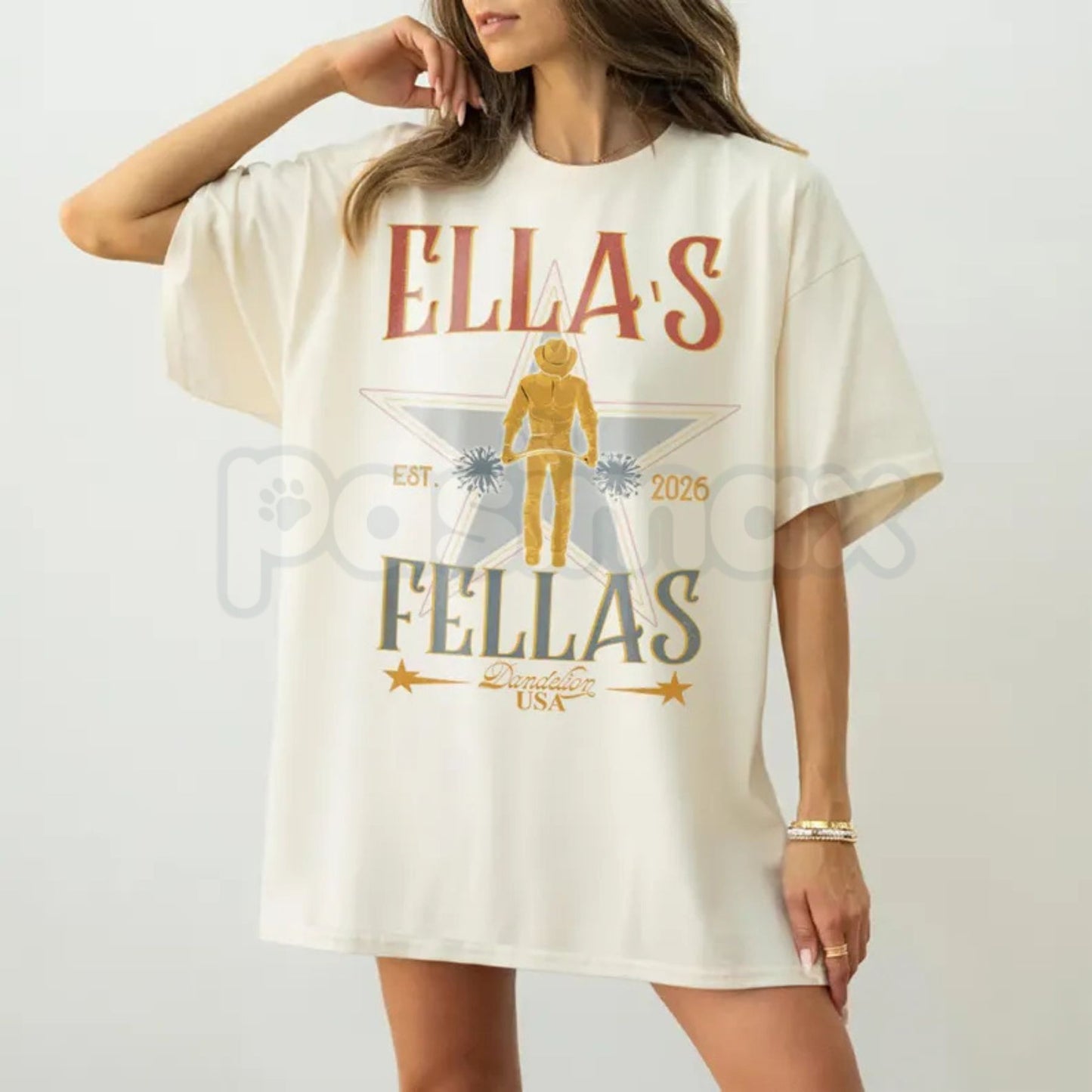 Comfort Colors® "Ella's Fellas" T-Shirt – Retro Western Cowboy Graphic Tee, Custom Wedding or Bachelorette Party Shirt, Vintage Aesthetic Cowboy Gift