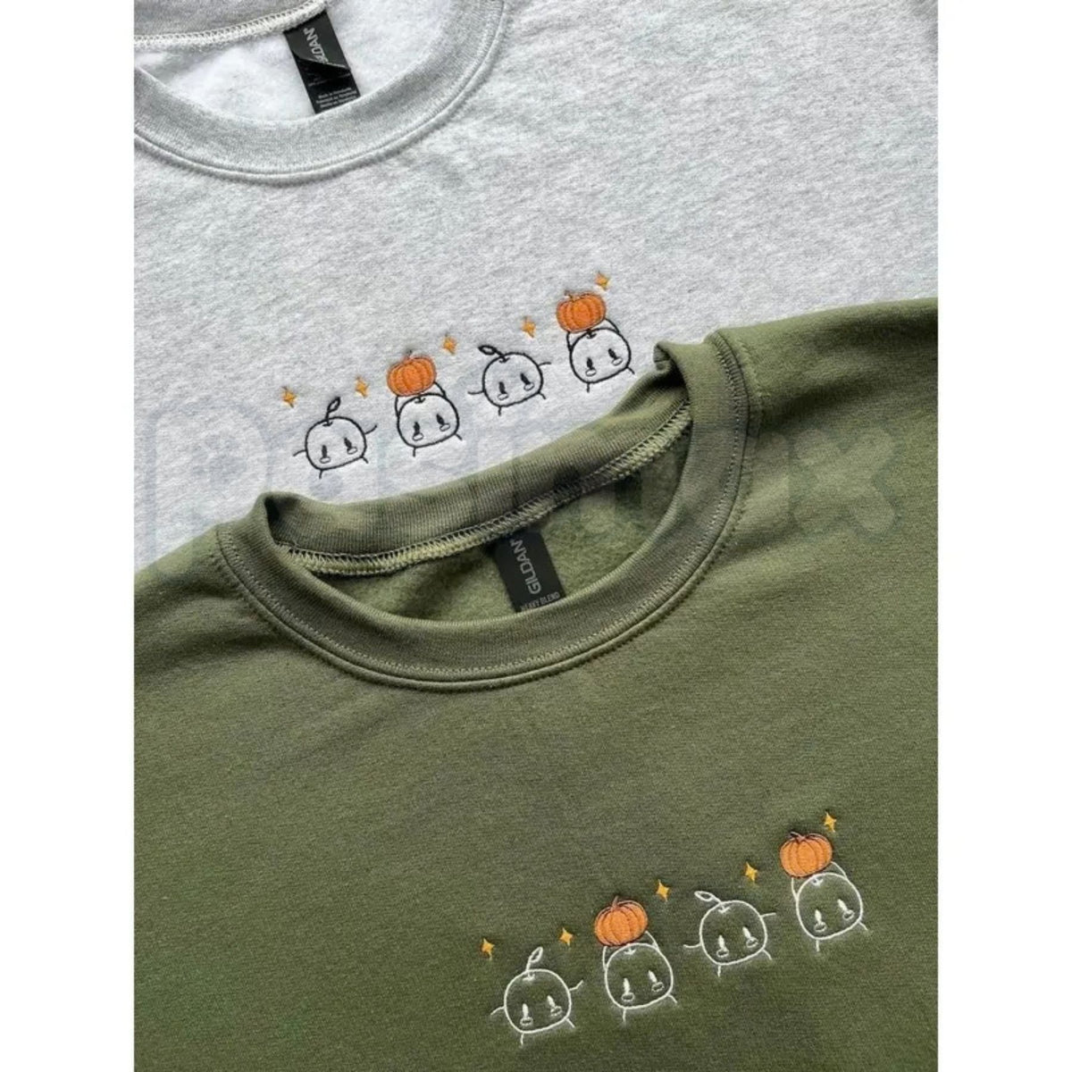 Embroidered Junimos with Pumpkins Gamer Sweatshirt – Cozy Autumn Farming Sim Crewneck