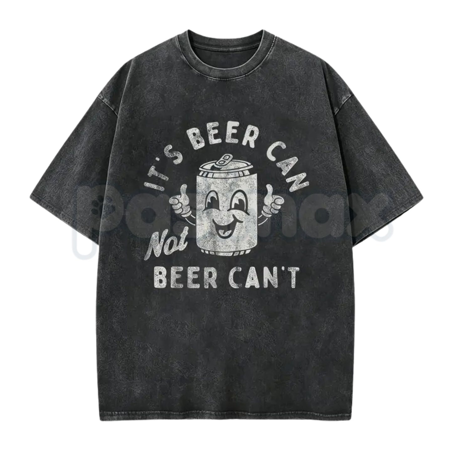 It's Beer Can Not Beer Can't T-Shirt – Funny Optimistic Beer Pun Vintage Washed Tee, Humorous Lightweight Cotton Drinking Graphic Top